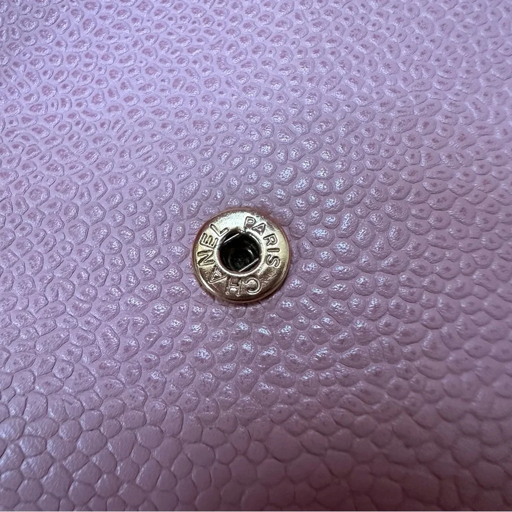 Chanel Pink Compact Wallet with Iconic CC Logo